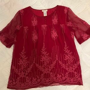 Gorgeous Flowy Red Emboidered Top